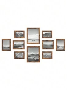 SONGMICS Picture Frames, 10 Pack Collage Picture Frames With Two 8x10, Four 5x7, Four 4x6, Photo Frame Set For Wall Gallery Decor, Hanging Or Tabletop Display, Clear Glass Front, Rustic Brown, Wall Decor - 咖啡棕 - 查看 2