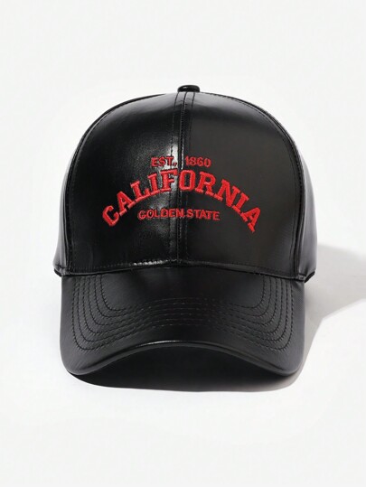 1pc Unisex Simple Faux Leather "NEW YORK N.Y." Embroidery Casual Baseball Cap, Suitable For Outdoor & Vacation