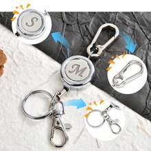 1pc Fashionable Silver Letter Retractable Carabiner Hook Buckle, Multi-Function Retractable Lanyard, Backpack Luggage Connector Clip, Bag Accessory, Keychain, Simple & Practical For Daily Use, Personalized Gift For Name Initial