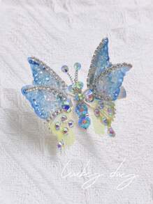 1pc Movable Butterfly Hairclip, Floral Girls Hair Accessories Princess Hair Ornament, Suitable For Daily Use