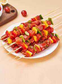 100pcs (±5) Disposable Bamboo Skewers, BBQ Grilling Sticks, Fried Chicken Skewers, Lamb Kebab Skewers, Suitable For Summer Outdoor BBQ, Hotpot, Camping, Party, DIY Craft, Fruit Skewers, Camping Accessories