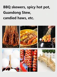 100pcs (±5) Disposable Bamboo Skewers, BBQ Grilling Sticks, Fried Chicken Skewers, Lamb Kebab Skewers, Suitable For Summer Outdoor BBQ, Hotpot, Camping, Party, DIY Craft, Fruit Skewers, Camping Accessories