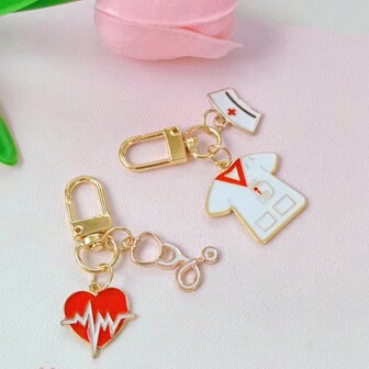 多種組合可選：醫護帽、藥瓶、溫度計、注射器統一掛鉤、金屬鑰匙圈、袋吊飾-禮物送給護士、家人、同事、朋友，是醫療專業人員的完美畢業禮物