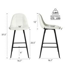 Counter Stools,Set Of 2 Bar Stools With Back And Footrest, Modern Metal Counter Height Barstools For Kitchen Home Bar,25.5" Armless Barstool Chairs