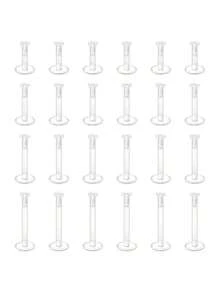 CIZME 24pcs Transparent Plastic Earrings, Sports Style, 16g Transparent Ear Cartilage Studs, Plastic Ear Cuff Cartilage Studs, Medusa Marilyn Studs, Transparent Lip Rings, Lip Studs, Work/Surgery Lip Studs - Clear - View 9