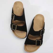 Women's Cork Insole Sandals,Soft Sandals,Adjustable Buckle Non-Slip Sandals - 黑色 - 查看 1