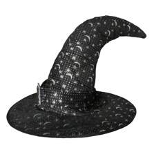 Black  Hat With Stars And Moon Silver Velvet - 彩色 - 查看 2
