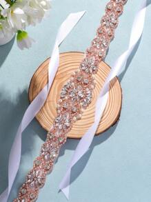 1pc Rhinestone Bridal Long Belt Hand-Sewn Belt For Wedding Party Dress Wedding Accessories. Valentine's Day Accessories - A Style - View 9