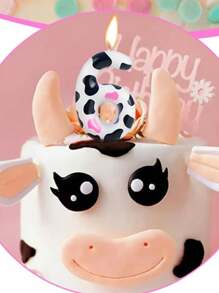 1 pieza Vela para decoración de pastel con forma de vaca y números del 0 al 9 para fiesta de cumpleaños - Multicolor - Ver 5