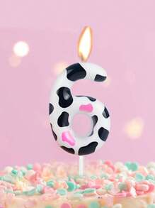 1 pieza Vela para decoración de pastel con forma de vaca y números del 0 al 9 para fiesta de cumpleaños - Multicolor - Ver 3