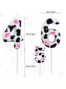 1 pieza Vela para decoración de pastel con forma de vaca y números del 0 al 9 para fiesta de cumpleaños - Multicolor - Ver 9