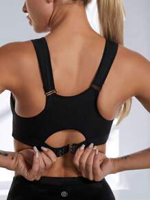 Women's Zip Front Sports Gym Bra Shockproof High Support Workout Tank Top Adjustable Straps Non Wired Running Yoga Fitness Vest