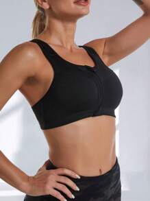 Women's Zip Front Sports Gym Bra Shockproof High Support Workout Tank Top Adjustable Straps Non Wired Running Yoga Fitness Vest