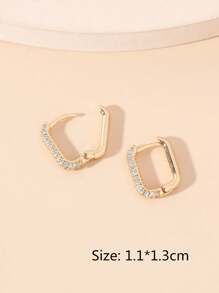 Cubic Zirconia Decor Hoop Earrings - Yellow Gold - View 7
