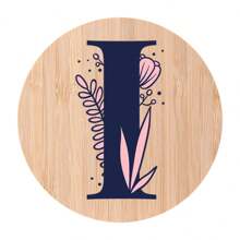 1pc Alphabet Painted Bamboo Coaster, Non-Slip Heat-Resistant Mat, Home Dining Decor, Gift Accessory Set