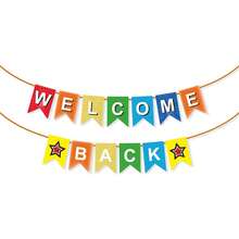1 Set Welcome Back Letter Fish Tail Flag, Welcome Back To School Banner, Back To School Decoration - Red - View 5