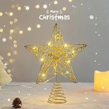 1入8吋聖誕樹頂部星形裝飾燈，發光聖誕樹五角星進行聖誕派對裝飾（不含2*AA電池） - 多色 - 查看 9