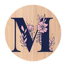 1pc Alphabet Painted Bamboo Coaster, Non-Slip Heat-Resistant Mat, Home Dining Decor, Gift Accessory Set