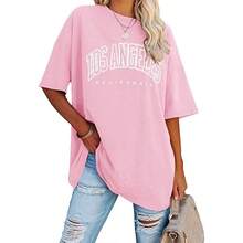 Women's Men's T-Shirt Los Angeles California Street Style 100% Cotton - Baby Pink - View 1