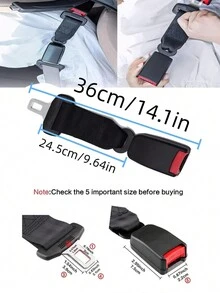 Car Seat Belt Extender, Adjustable Vehicle Extension Strap For Car Safety Seat Belt - Black - View 5