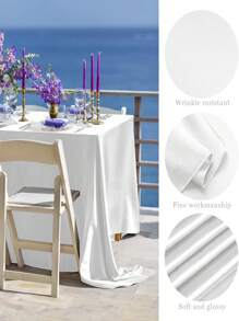 1入方形白色桌布，不褪色啞光表面，適用於高端酒店宴會、婚禮接待、餐廳派對裝飾 - 白色 - 查看 3