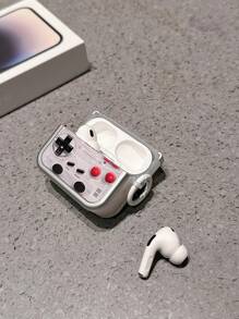 1pc Apple Airpods1/2 Bluetooth Headphone Case For Airpods3 Airpods Pro/Pro2 Generation Silver Light Luxury Retro Gaming Console Print With Circle Buckle Headphone Case - Multicolor - View 4