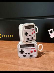 1pc Apple Airpods1/2 Bluetooth Headphone Case For Airpods3 Airpods Pro/Pro2 Generation Silver Light Luxury Retro Gaming Console Print With Circle Buckle Headphone Case - Multicolor - View 8