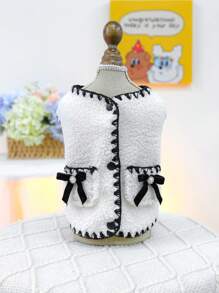 PETCIRCLE 1 Quần Áo Thú Cưng Ấm Lông Cừu Áo Vest Với Cảm Ứng Mềm Mại Thoải Mái Cho Chó Mèo Vào Mùa Thu Đông - Đen và trắng - Xem 4