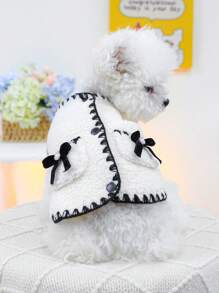 PETCIRCLE 1 Quần Áo Thú Cưng Ấm Lông Cừu Áo Vest Với Cảm Ứng Mềm Mại Thoải Mái Cho Chó Mèo Vào Mùa Thu Đông - Đen và trắng - Xem 5