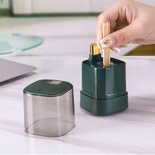 1 pièce Créatif Porte cure-dents automatique à pression, type déployé automatiquement, transparent, pour la maison et le restaurant, luxueux et haut de gamme - une pièce - Voir 7