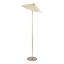 KUNJOULAM Pleated Floor Lamp, Gold Pole Floor Lamps, Simple Design Tall Lamp With Beige Lampshade, Standing Lamp For Living Room, Bedroom, Office, Home - 美規A型插(110-127V) - 查看 6