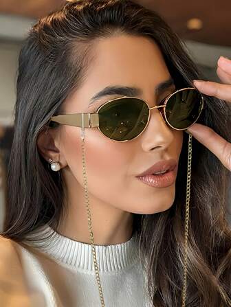 cabecade 复古椭圆形时尚眼镜 女士 男士 小号金属框架眼镜 女士墨镜