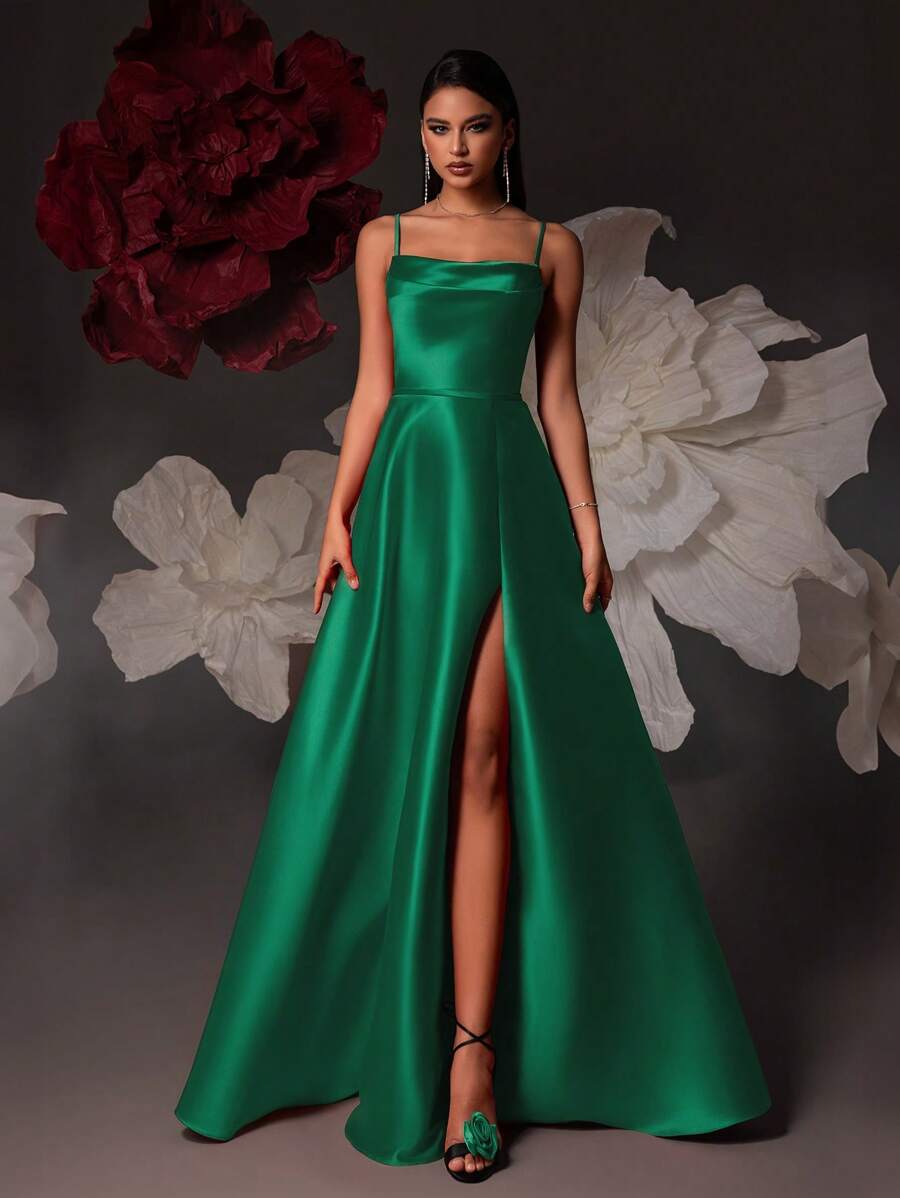 VIPGIRL 女士正式礼服和晚礼服优雅舞会婚礼宾客礼服，适合毕业典礼、晚宴、圣诞节 - 綠色 - 查看 1