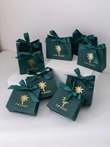 5pcs Simple And Unique Green Coconut Tree 'I Love Saudi Arabia' Logo Slogan Gift Boxes, Ideal For Festival Party Decorations, Jewelry Storage Or Gifting To Parents And Friends - Green - View 7