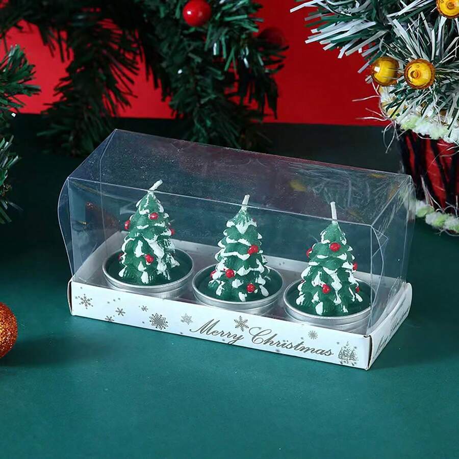 3件套圣诞蜡烛套装，包含圣诞老人、圣诞树和雪人装饰，适用于浪漫烛光晚餐和日常使用，也可作为房间装饰、礼物、圣诞装饰品或圣诞礼物。 - 彩色 - 查看 1