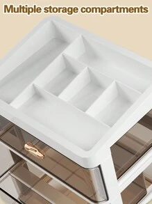 1 件桌面收纳盒多层化妆品展示架办公桌收纳架防尘首饰架书架笔架适用于家庭办公室学校学生宿舍学习小物品收纳家用收纳工具