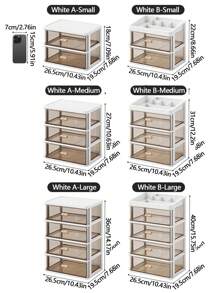 1 件桌面收纳盒多层化妆品展示架办公桌收纳架防尘首饰架书架笔架适用于家庭办公室学校学生宿舍学习小物品收纳家用收纳工具