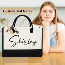 Personalized Tote Bag, Custom Tote Bags, Promotional Tote Bag, Your Text, Image, Logo Bag, Trade Show Gift Bag, Custom Shopper, Shopping Bag Letter Portable, Multifunction, Versatile, Lightweight Tote Bag Large Ideal Gifts For Her Friends, Women, Rookies & White-Collar Workers For Anniversaries, For Christmas, For Fall/Autumn, For Holiday/ Vacation, For Outdoors/Outings/Travel/Hiking/Stadium/Sports/Climbing