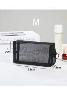 1pc Portable Travel Makeup Brush Storage Bag, Mesh Cosmetic Bag, Nylon Mesh Makeup Bag With Large Capacity For Lipstick, Cushion Brush And Other Cosmetics, Black & Transparent, Perfect Gift For Friends On Business Trips Makeup Travel Toiletry Organizer Clear Essentials Gifts Storage Zipper Accessories Nail, Makeup Bag, Make Up Bag, Makeup Bags, Cosmetic Bag, Makeup Organiser, Travel, Makeup Pouch, Bag, Vanity, Make Up Pouch, Travel Essentials, Pouch Bag, Make Up Bags, Bags, Travel Essential, Small Makeup Bag,Makeup Pouch,Cosmetic Bag,Travel Essential,Large Capacity,Large Makeup Bag,Christmas Gifts,Pouch,Travel,Gifts For Women Travel Essential,Pouch,Clutch / Small Handbag, Makeup Organizer,Makeup Organize,Pouch,Brush Holder,Mini Pouch,Large Capacity Pouch,Gifts For Women,Christmas Gifts,Gift Ideas For Women - Multicolor - View 7