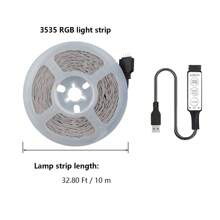 Striscia luminosa LED 3535RGB con controllo a 3 tasti tramite USB, striscia luminosa a LED RGB a sette colori per interni, decorazione della camera da letto del soggiorno, luce di sfondo per feste di Natale, atmosfera luminosa a strisce a risparmio energetico 5V