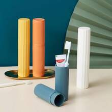 1 件塑料旅行牙刷和牙膏架套装-便携式漱口杯，带储物盒，适合家庭和旅行使用