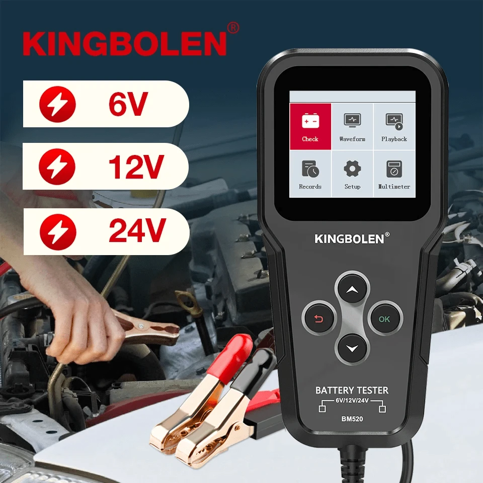 KINGBOLEN KINGBOLEN BM520 6V 12V 24V Car Battery Tester Voltage