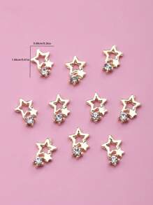 10Pcs/Pack Crystal Glass Nail Art Decorative Stickers Nail Supplies Nails Nail Charms Nail Gems - Gold - View 3