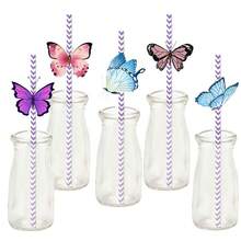 24 piezas Sorbetes con tema de mariposa y banderines, decoraciones de verano - Multicolor - Ver 2