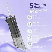 Pikspeak Water Floss - 5 Mode Wireless Oral Irrigator, IPX7 Waterproof, 6 Types Of Nozzles, USB Charging Interface Electric Teeth Cleaning Water Floss Machine, Professional For Travel And Home - 黑色 - 查看 3