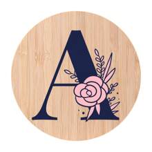 1pc Alphabet Painted Bamboo Coaster, Non-Slip Heat-Resistant Mat, Home Dining Decor, Gift Accessory Set