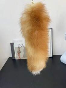 1Pc Key Ring ,Tails Chain Keychain Keyring Gift,Cute Simulation Fox Tail Keychain Pendant Key Chain Bags Charm Keys Holder,Thanksgiving, Valentine's Day Holiday Gifts(Random Color) - Yellow - View 2