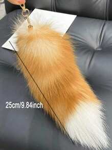1Pc Key Ring ,Tails Chain Keychain Keyring Gift,Cute Simulation Fox Tail Keychain Pendant Key Chain Bags Charm Keys Holder,Thanksgiving, Valentine's Day Holiday Gifts(Random Color) - Yellow - View 4