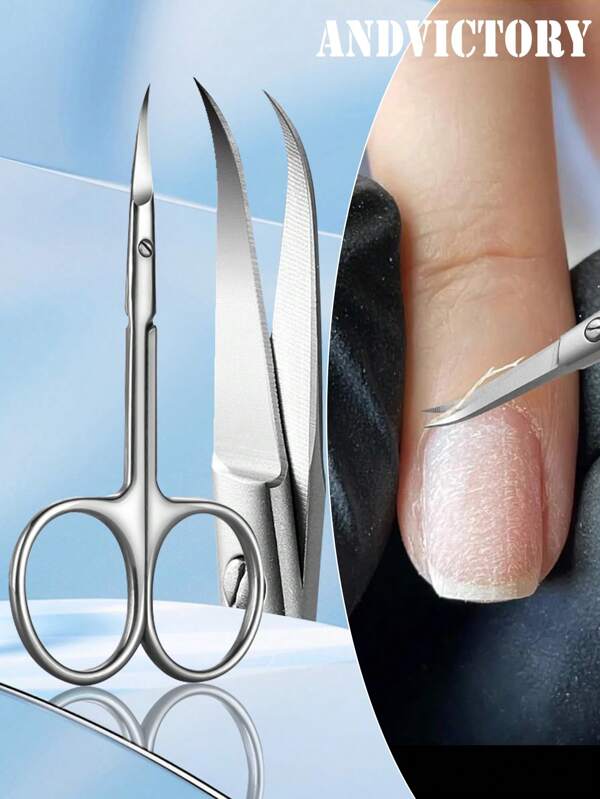 1pc Cuticle Scissors Extra Fine Curved Blade Manicure Scissors Multi-Purpose Stainless Steel Grooming Kit For Nail Eyebrow Eyelash