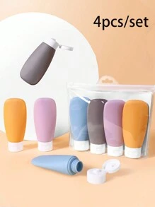 1 件/4 件便携式旅行分配瓶，大容量防漏挤压瓶，适用于旅行洗漱用品，可再填充化妆品容器，防漏挤压容器，椭圆形容器，带洗漱用品储物袋，便携式挤压旅行瓶套装，可再填充化妆品容器，适用于洗发水、护发素、乳液和沐浴露，非常适合洗漱用品和外出使用，60 毫升旅行装 - 彩色 - 查看 1